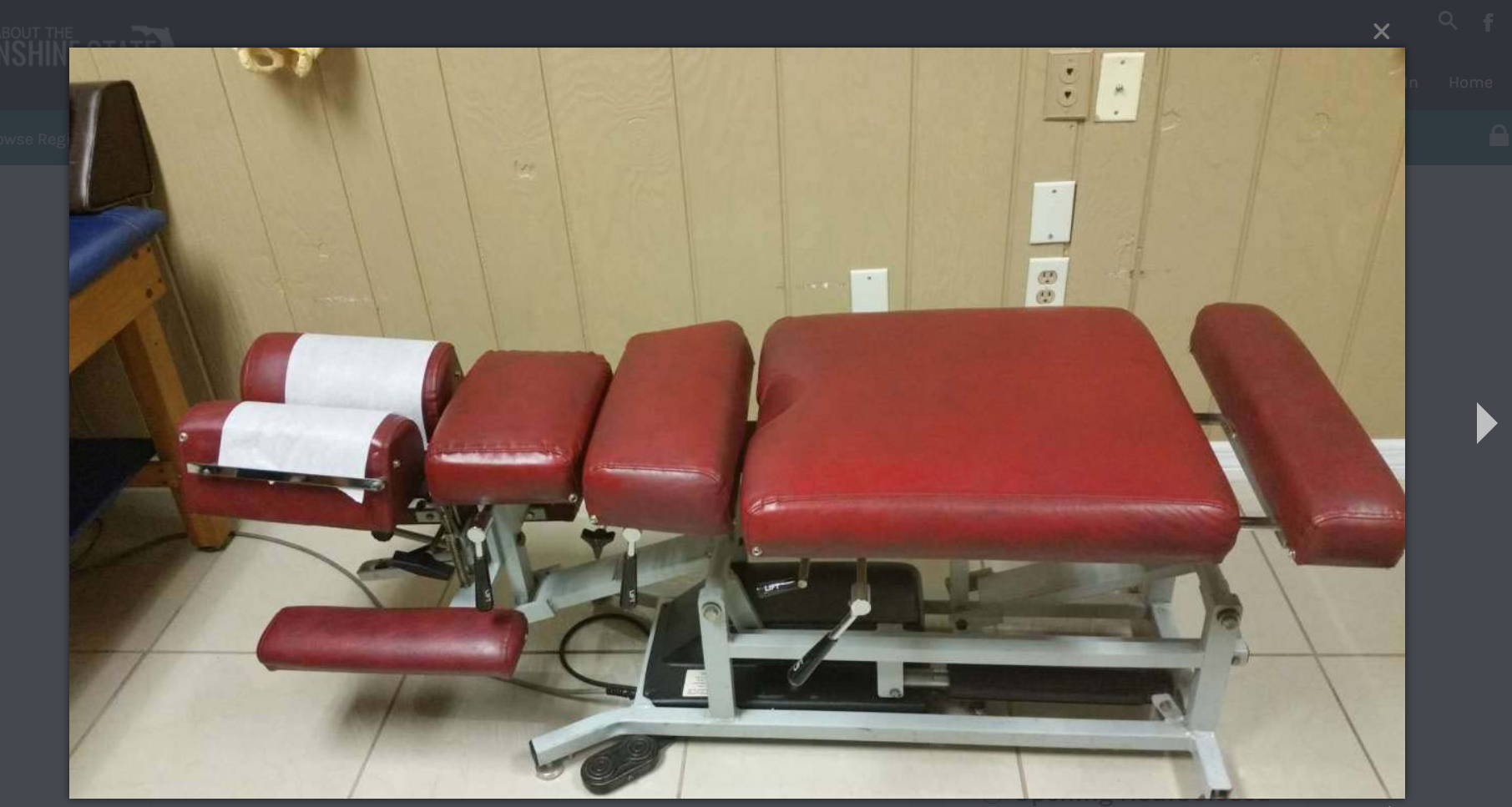 Chiropractic adjustment table at Walk In Chiropractor Dr. Greg in Lakeland, FL